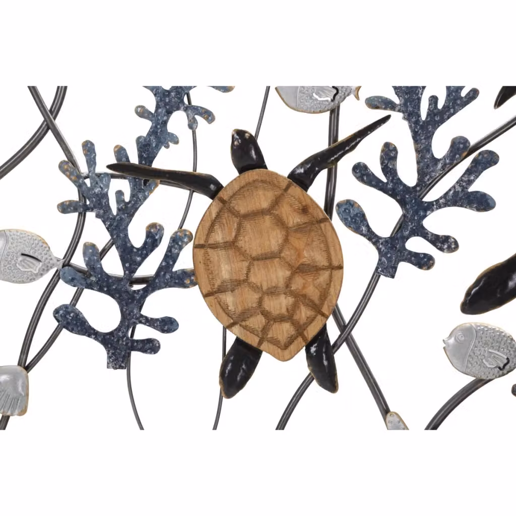 Pannello da parete Turtle Vikasa Home in ferro e MDF con decorazioni di tartarughe e coralli, stile boho, colori marrone, blu e bianco – 2