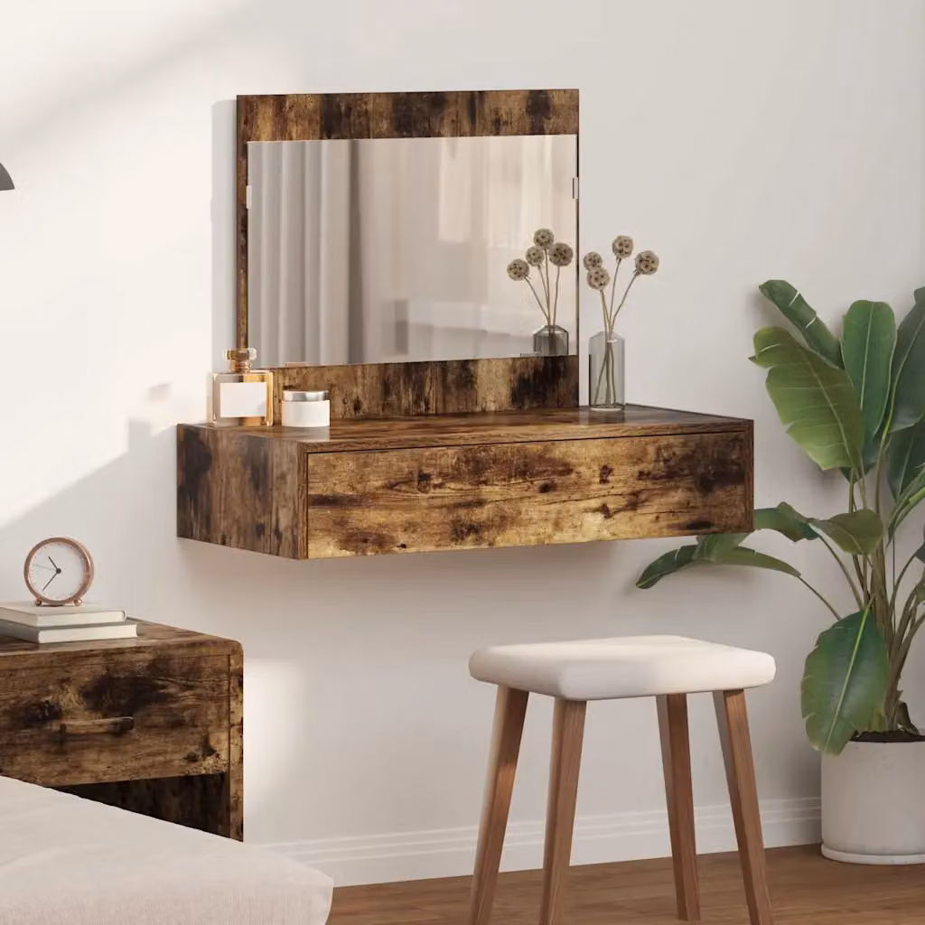 vidaXL Tavolo da Trucco Moderno in Legno MDF Marrone L: 83 cm, P: 40 cm, H: 70 cm