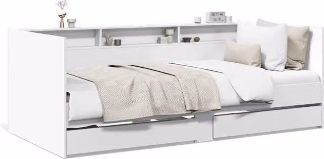 Divano letto | Sof¨¤ letto | Letto singolo con Cassetti senza Materasso Bianco 90x200 cm