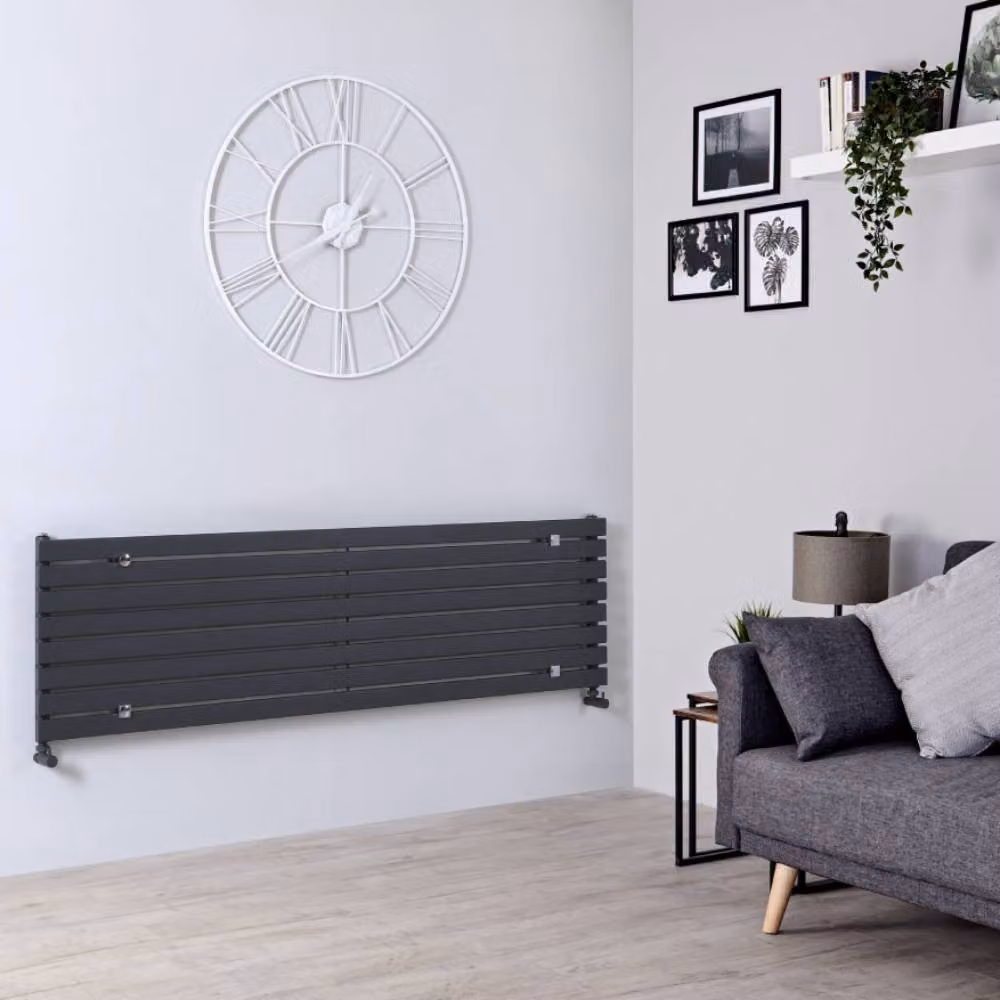 Radiatore di Design Orizzontale Antracite - 472 x 1780mm - 925W - Sloane