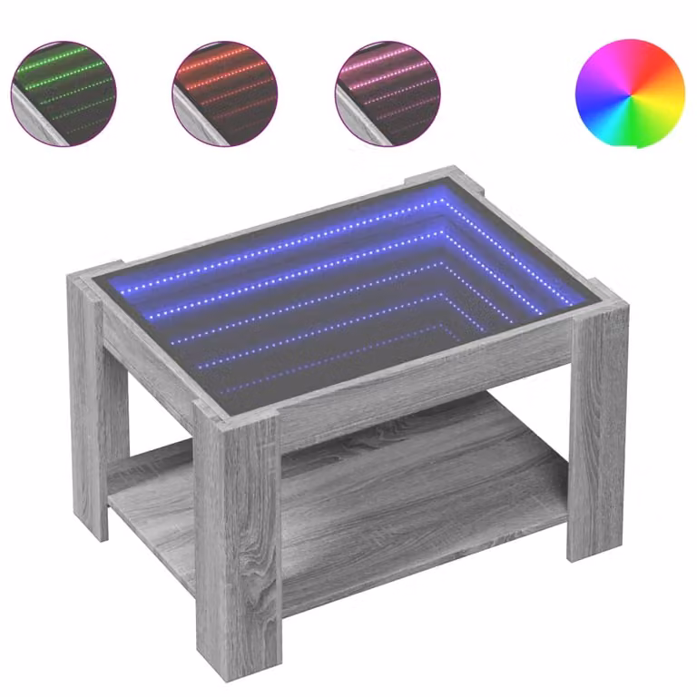 Tavolino Salotto con LED Grigio Sonoma 73x53x45 cm Multistrato