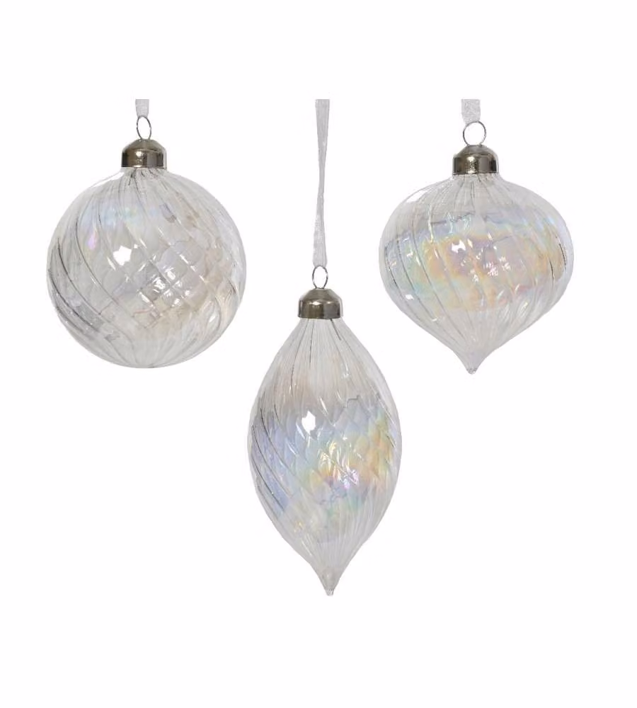 Sfera natalizia varie forme iridescente