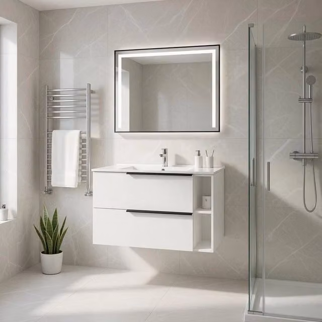 Base sospesa con cassetti cm 100 mod. LOFT - Bianco Lucido