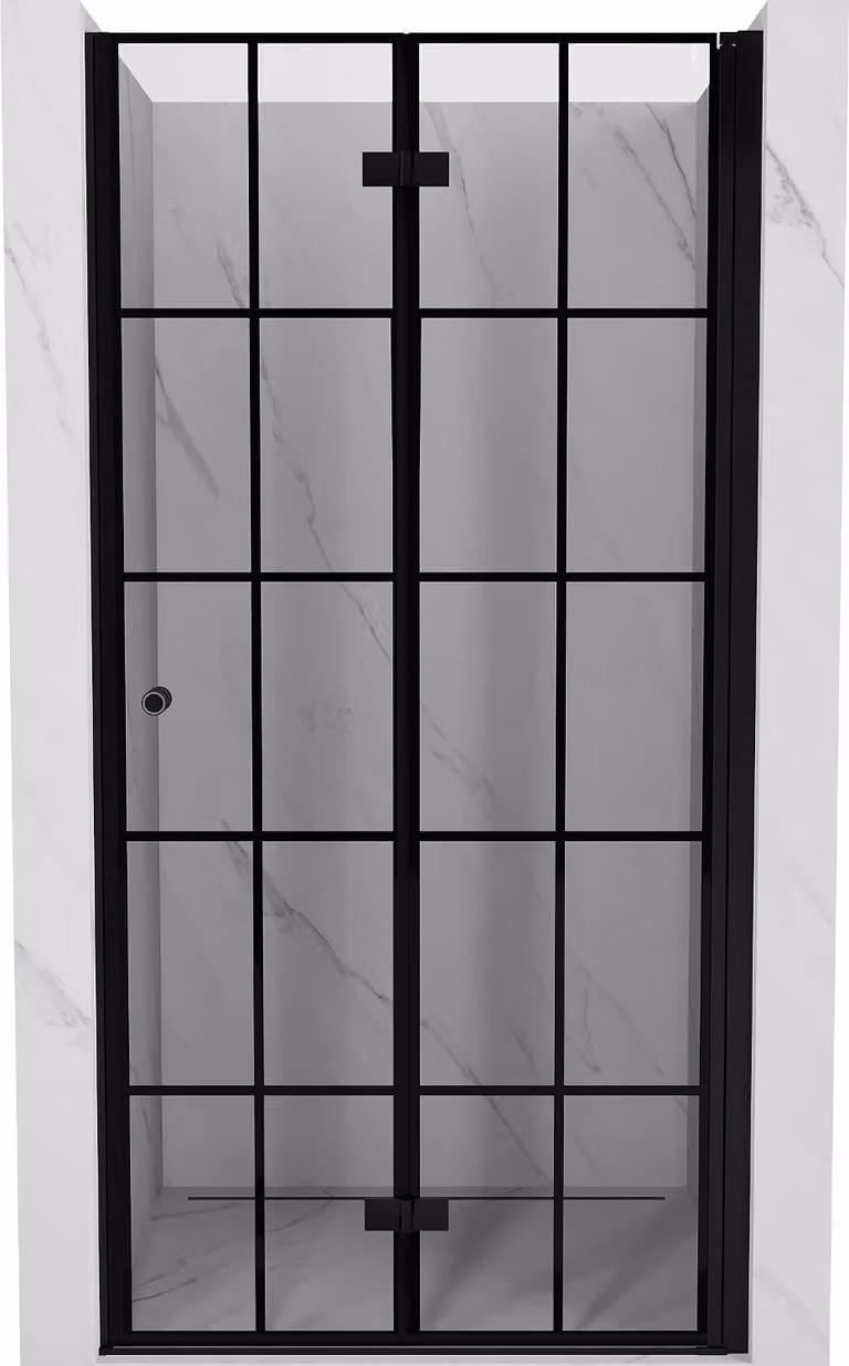 Mexen Mist-F porta doccia pieghevole destra 75 cm, griglia nera, nera - 8A6-075-000-70-77-P