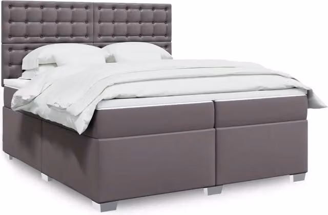 Letto a molle con materasso ibrido vidaXL in similpelle grigio e bianco L/P: 200 x 200 cm – 1