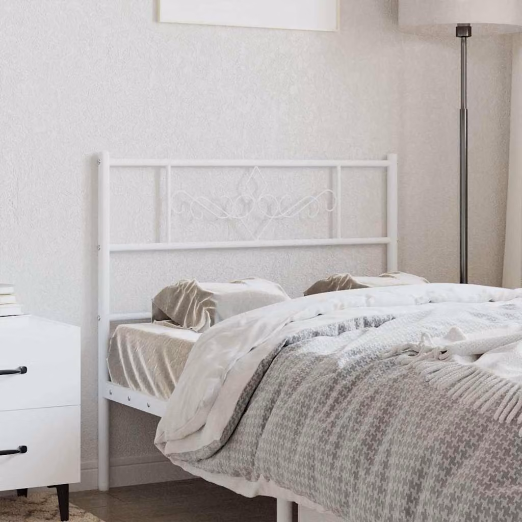 Testiera di ricambio in metallo vidaXL in stile classico, colore bianco laccato, L: 80 cm, H: 90 cm, P: 3 cm