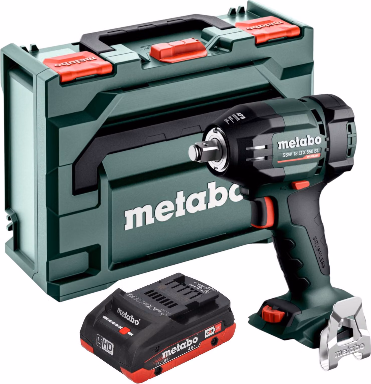 Avvitatore a impatto a batteria Metabo SSW 18 LTX 550 BL 18 V 550 Nm Brushless + 1x batteria LiHD 4,0 Ah + metaBOX - senza caricabatteria