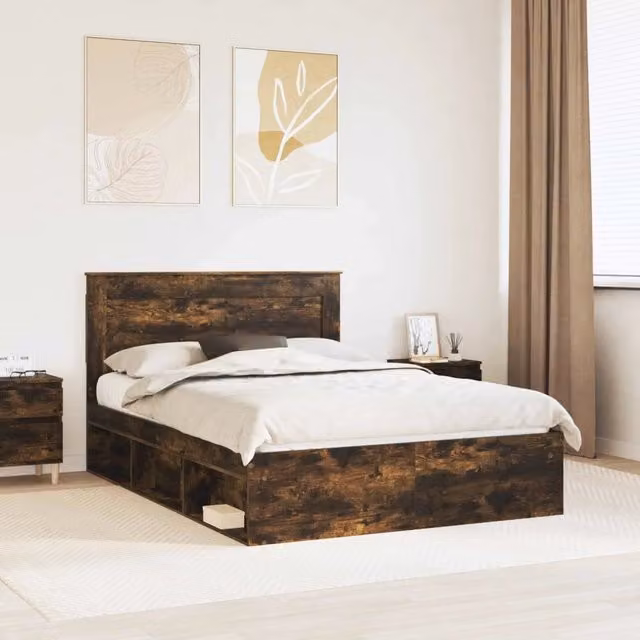 Struttura del letto Rovere Fumo 150 x 200 cm 3410076
