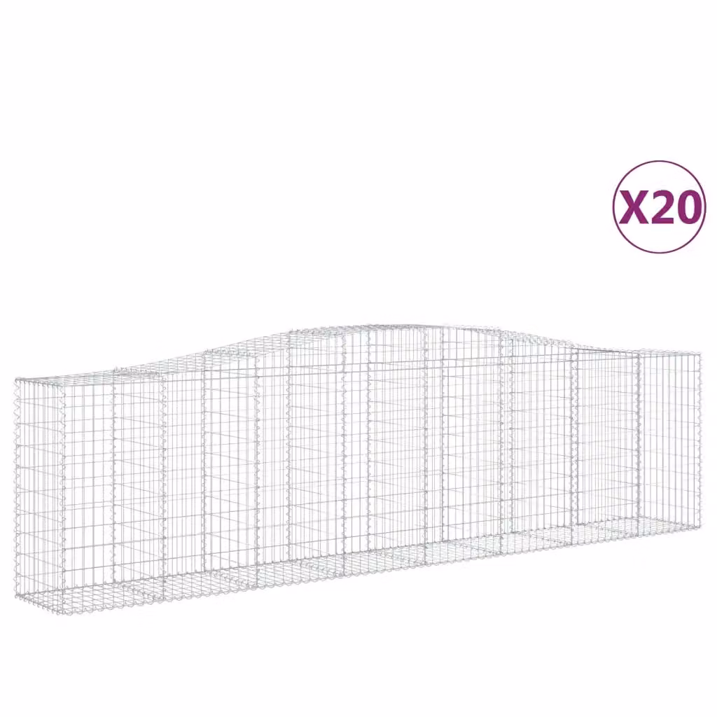 Set di 20 Cesti Gabbioni ad Arco vidaXL in Acciaio Zincato Argento L: 400 cm, P: 50 cm, H: 100/120 cm – 2