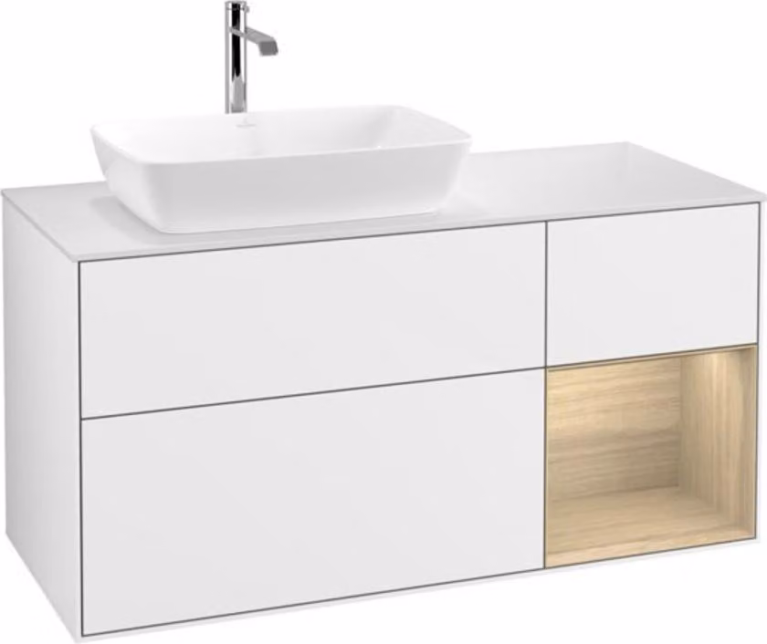Mobiletto V&B Finion 120cm, Pl wh. w, Reg Oa ven, glo wh. Lac