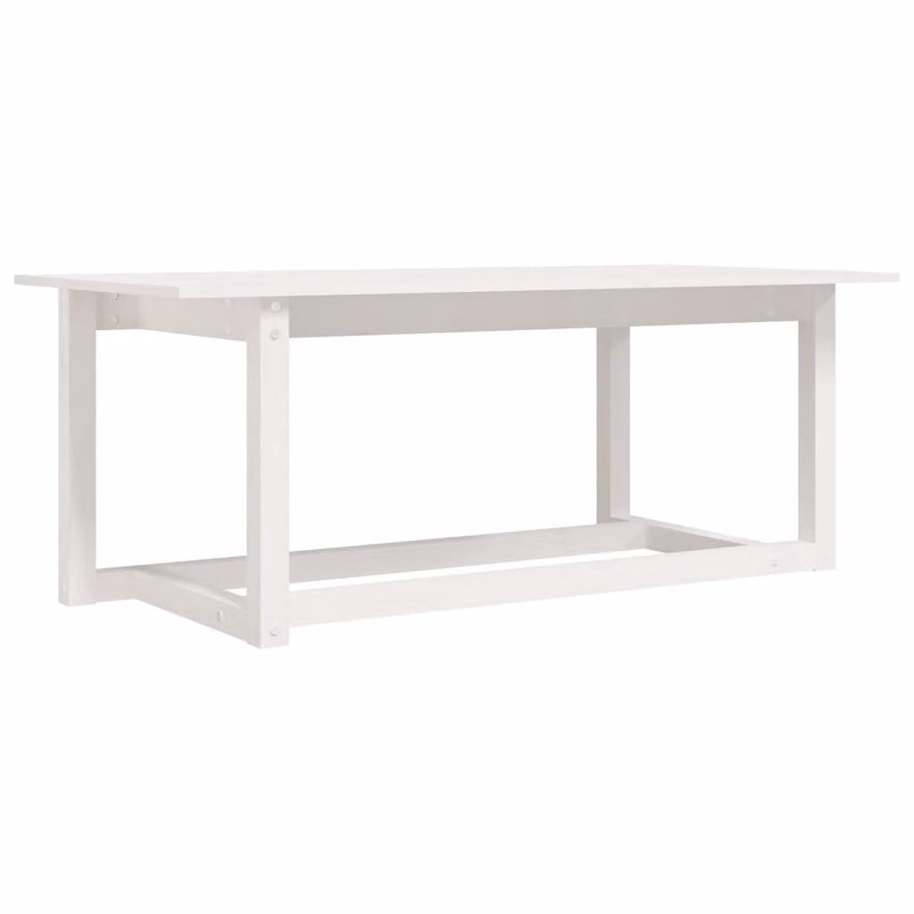 Tavolino da Salotto Bianco 110x55x45 cm Legno Massello di Pino