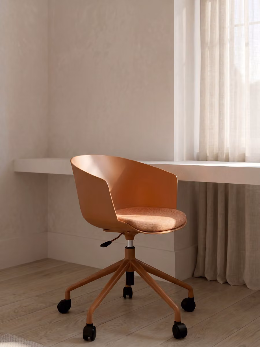 Sedia da ufficio moderna Glide Kenay Home in polipropilene colore terracotta – 2
