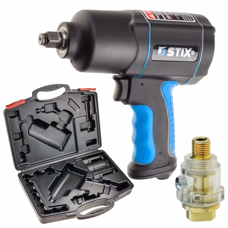 STIX STT-17: Avvitatore pneumatico a impulsi, 1700 Nm, 1/2", con mini-lubrificatore e custodia per il trasporto