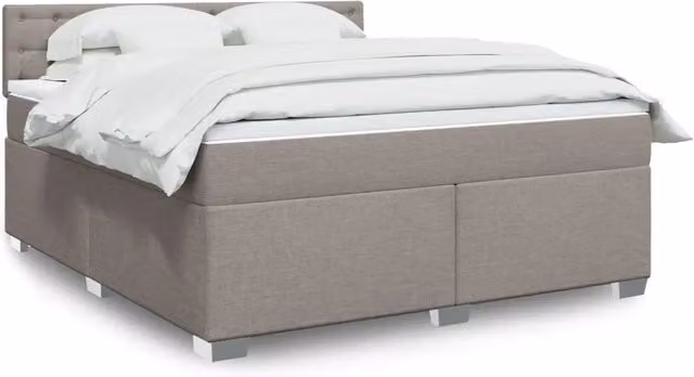 Letto Ibrido vidaXL con Giroletto a Molle e Materasso in Tessuto, Colore Tortora, L/P: 180 x 200 cm