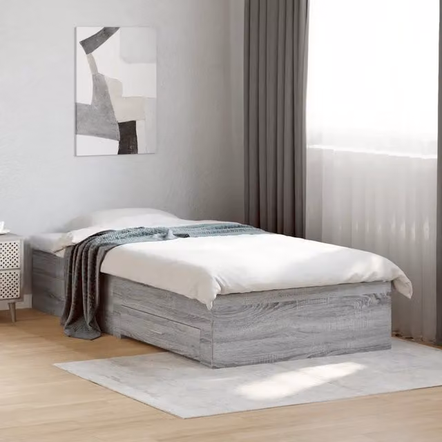 Letto con cassetti vidaXL Grigio Sonoma in legno multistrato L: 75 cm, P: 193 cm, H: 78 cm – 1