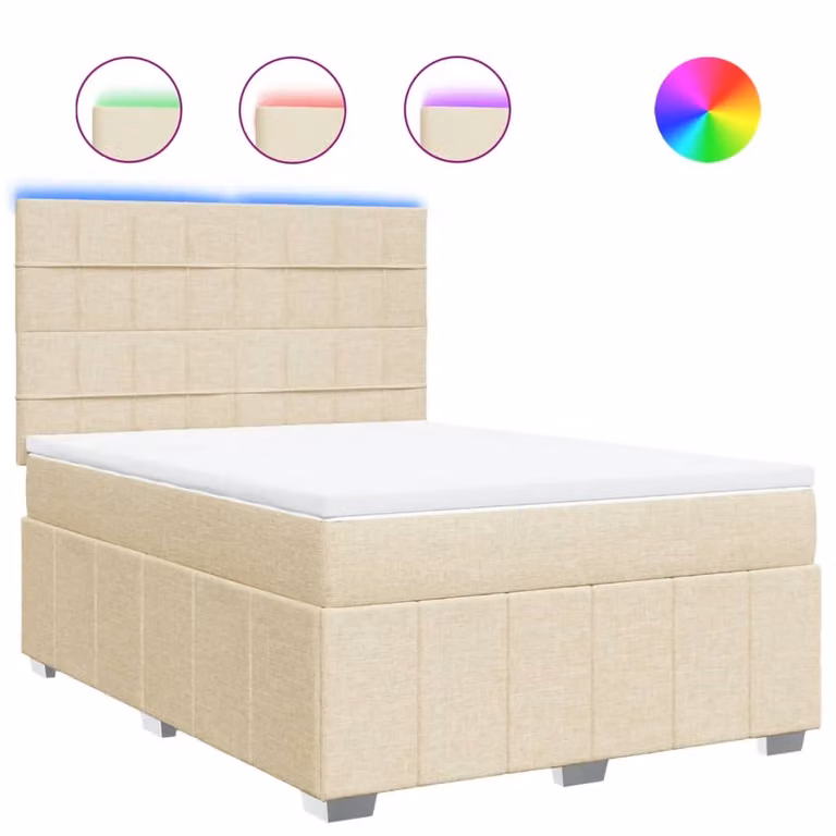 Giroletto a Molle con Materasso Crema 140x200 cm in Tessuto