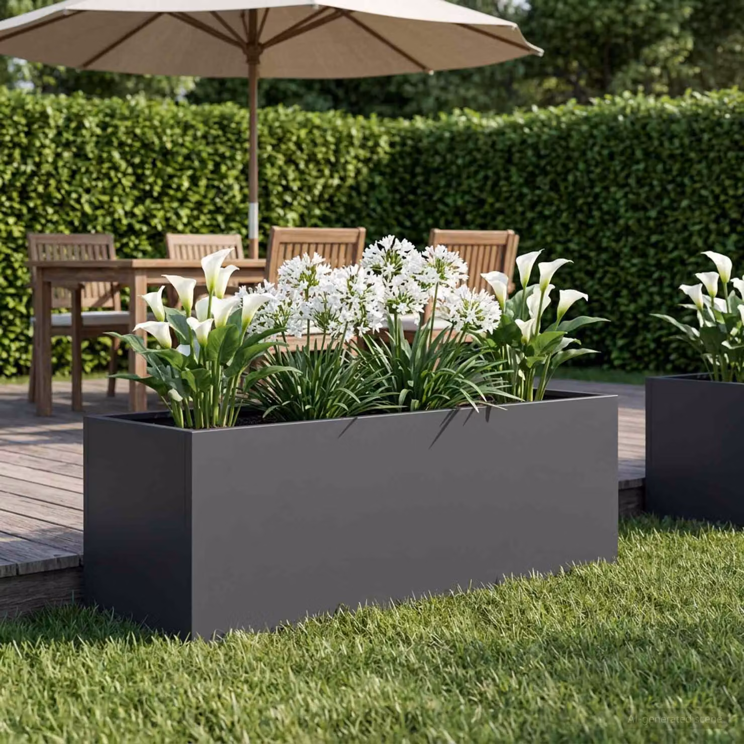 Vaso da giardino vidaXL in metallo colore antracite L 80 cm x P 30 cm x H 30 cm