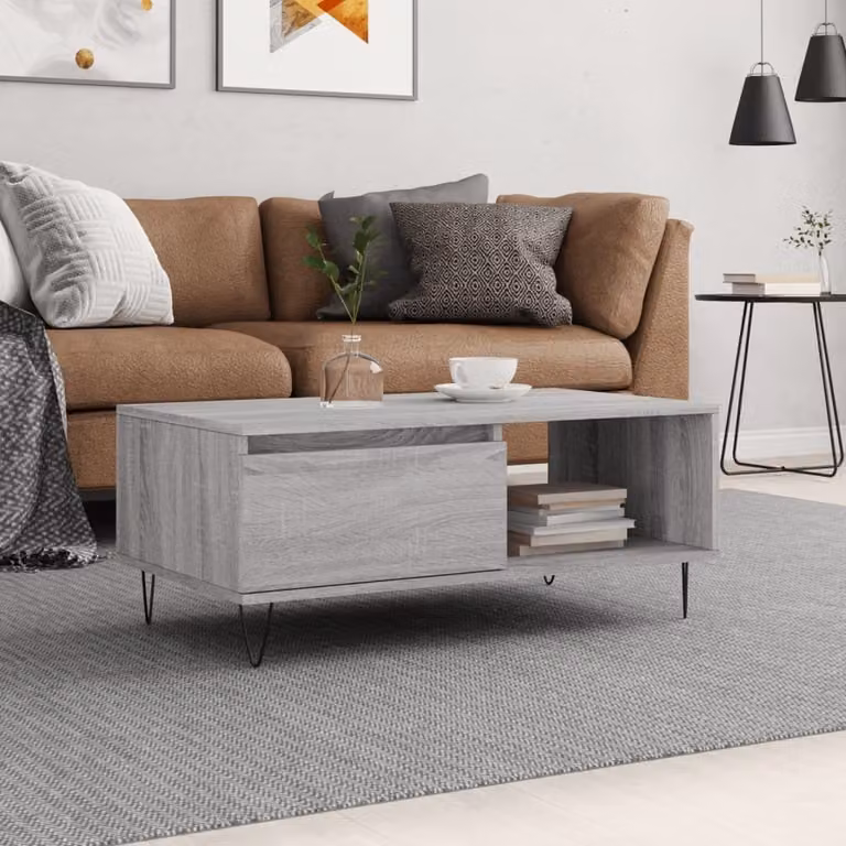 Maison Exclusive - Tavolino grigio Sonoma 90x50x36,5 cm Materiale ligneo