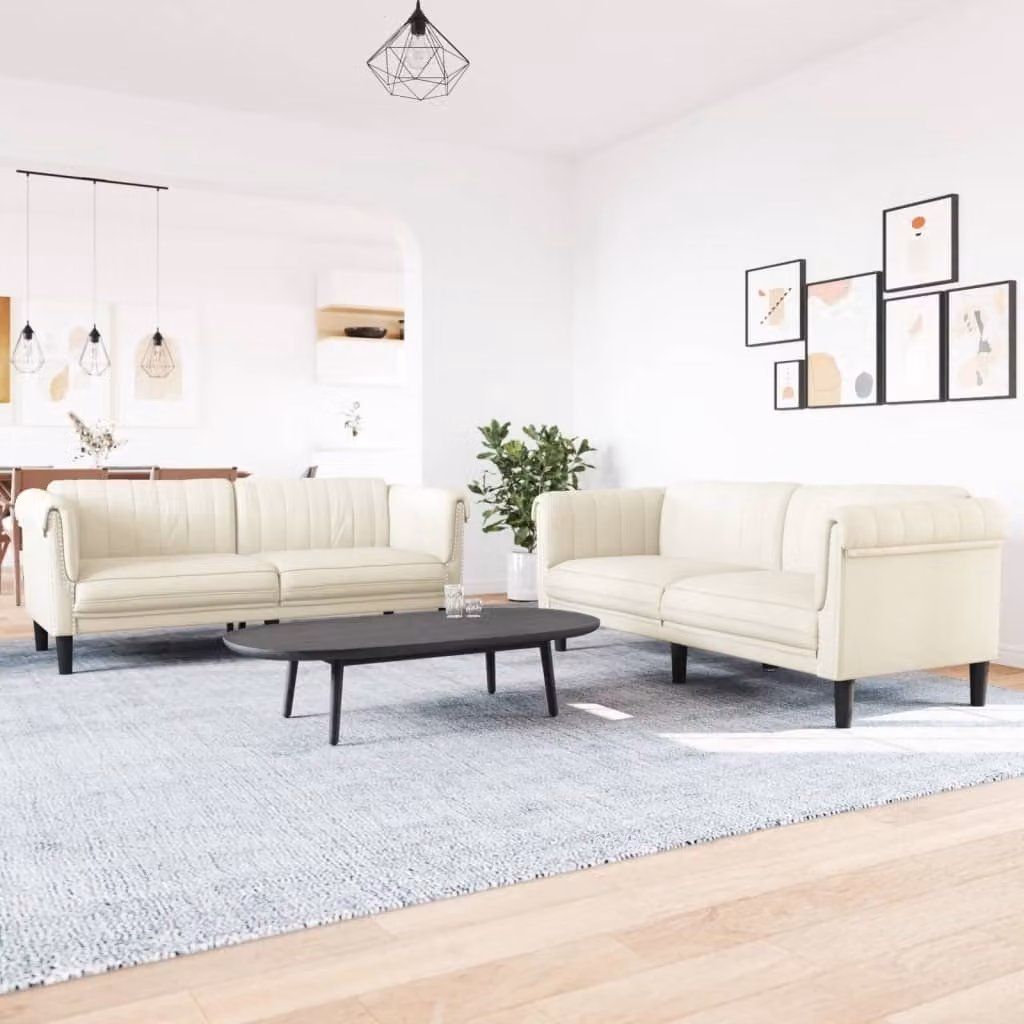 Maison Exclusive - Set divano a 2 posti in velluto color crema