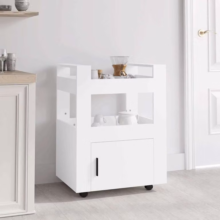 vidaXL Carrello da Cucina Moderno Bianco in Legno e MDF con Ruote L 60 cm, P 45 cm, H 80 cm