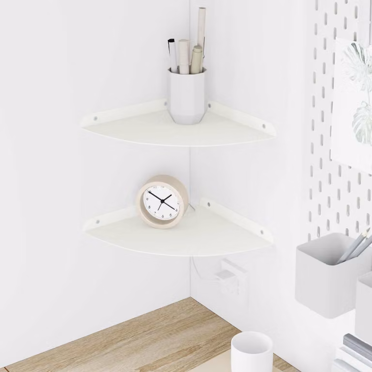 vidaXL Mensola Galleggiante per Angolo 2 pz Bianco 24 x 24 x 2 cm