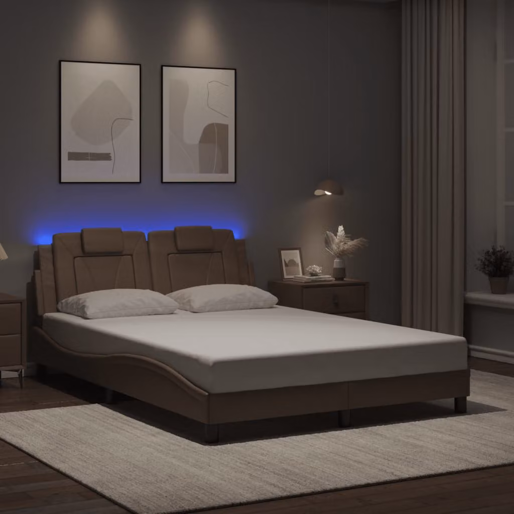 vidaXL Giroletto Viana con LED e porta USB, Colore Marrone, L 120 x P 200 cm – 1