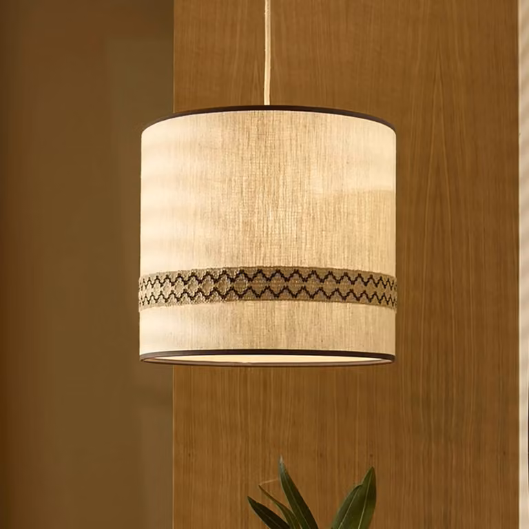 MARKET SET Lampada a sospensione Jimmy, dimmerabile, Crema / Ambra, Soggiorno / Sala da pranzo, Tessuto / Stoffa / Seta, Design, Lampada a sospensione