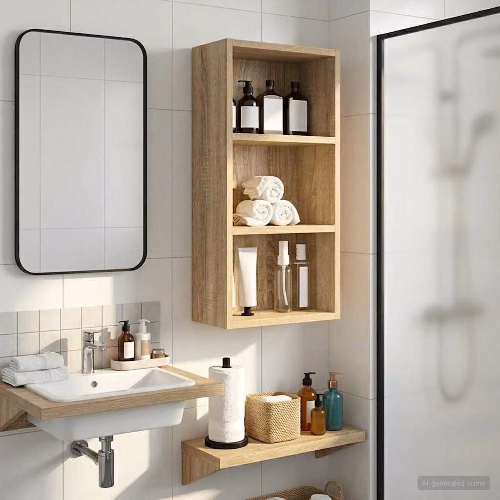 vidaXL Armadio da bagno a muro Rovere Sonoma 30 x 16 x 62,5 cm