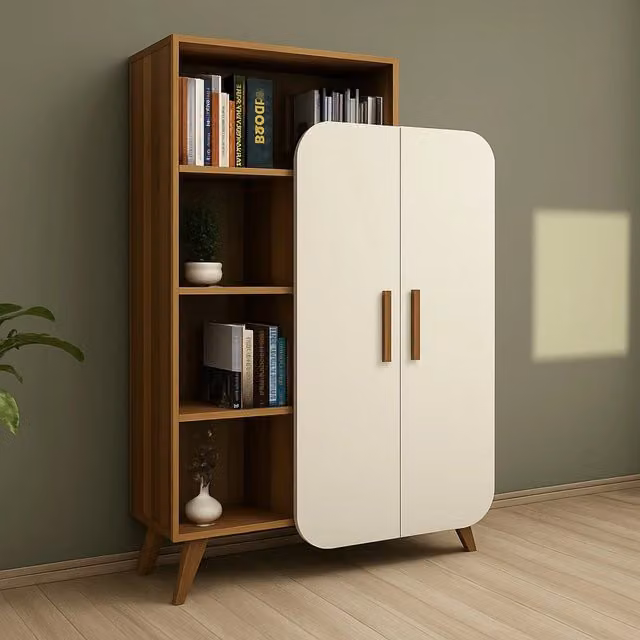 Biblioteca Agni DMORA, Libreria Moderna con 5 Ripiani in Legno Marrone, L: 90 cm, P: 32 cm, H: 132 cm – 1