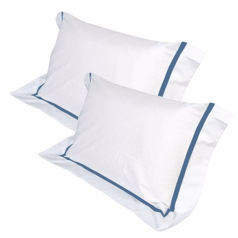 Coppia Cuscini con Elegante Federa Bianca e Blu Dalì 12 cm