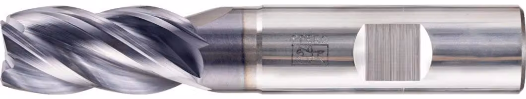 PFERD TOOLS Fresa angolare in metallo duro integrale lunga a 4 tagli Ø 16 mm smusso a 45° codolo TiAlN HB Linea universale Sgrossatura Finitura Scanalatura
