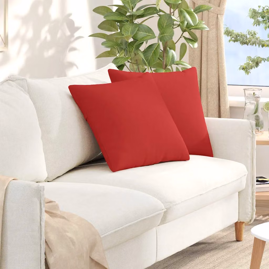 Set di 2 cuscini da divano quadrati vidaXL in tessuto rosso con fodera rimovibile, L 50 cm x P 50 cm