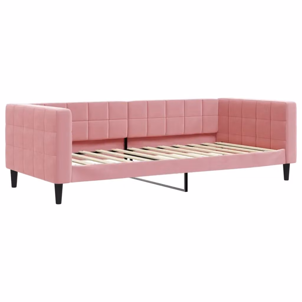 Letto da giorno moderno vidaXL in velluto rosa con struttura in metallo e legno – 2