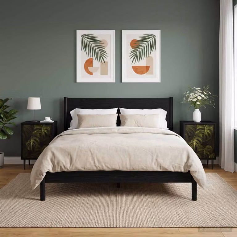 Set di 2 Armadi da Notte vidaXL ELBURG Rovere Nero Opaco L: 36 cm, P: 33 cm, H: 51 cm