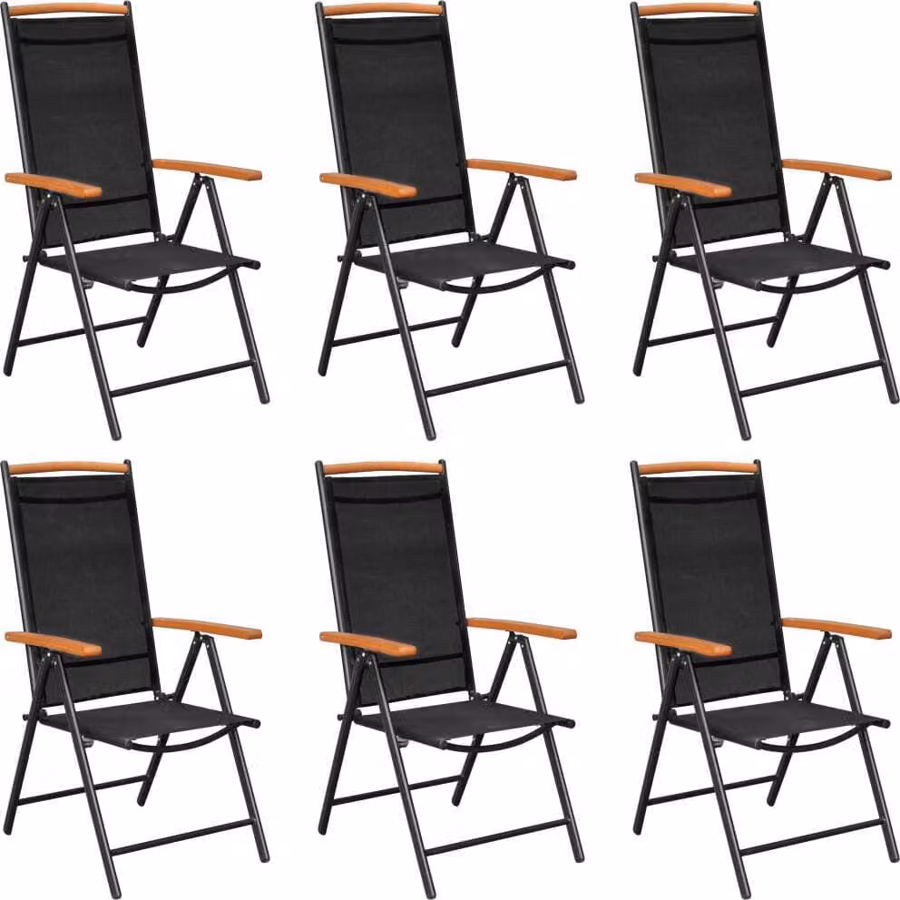 Set Mobili da Pranzo da Giardino 7 pz in Alluminio Nero