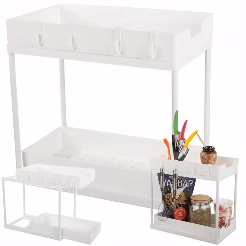Verk 27353 Organizzatore da cucina estraibile con ganci bianco