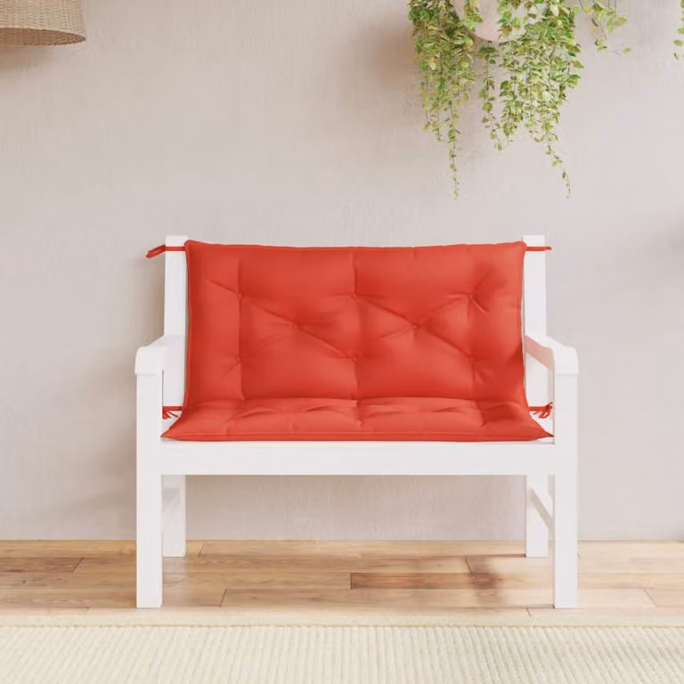 Set di 2 cuscini per panca vidaXL rossi in tessuto Oxford idrorepellente e traspirante L: 100 cm, P: 50 cm, H: 7 cm