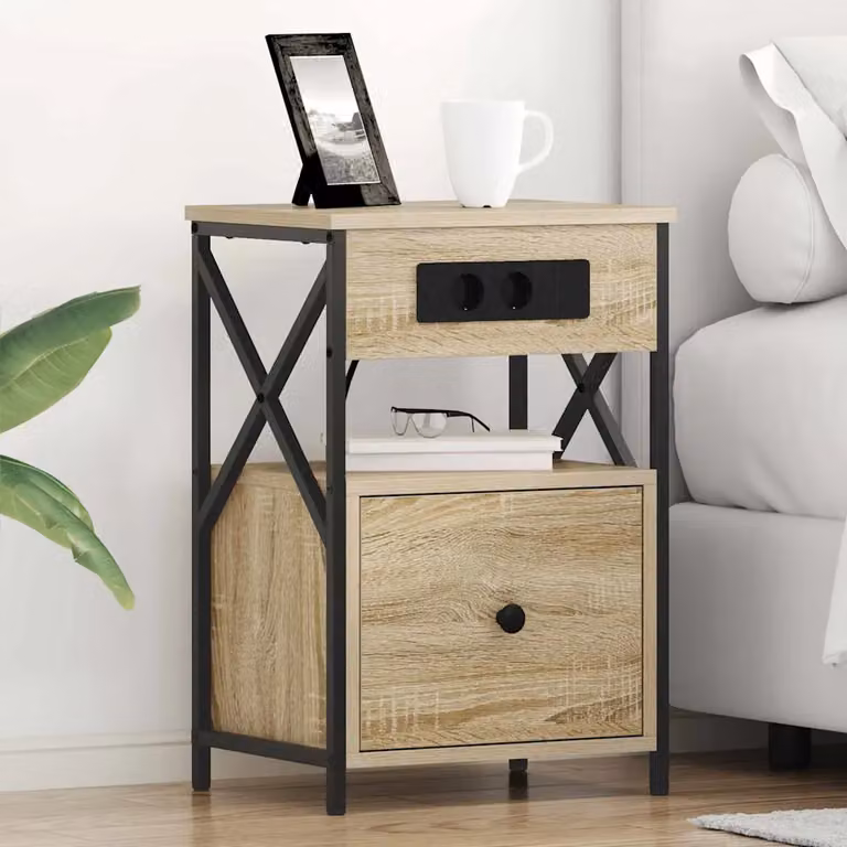 Armadio da notte vidaXL in stile rustico color marrone, L 40 cm x P 31 cm x H 60 cm