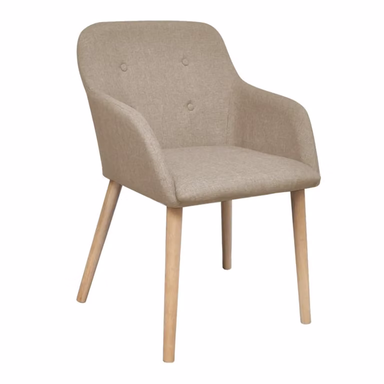 vidaXL Sedie da pranzo 4 pz. Tessuto beige e legno massiccio di quercia