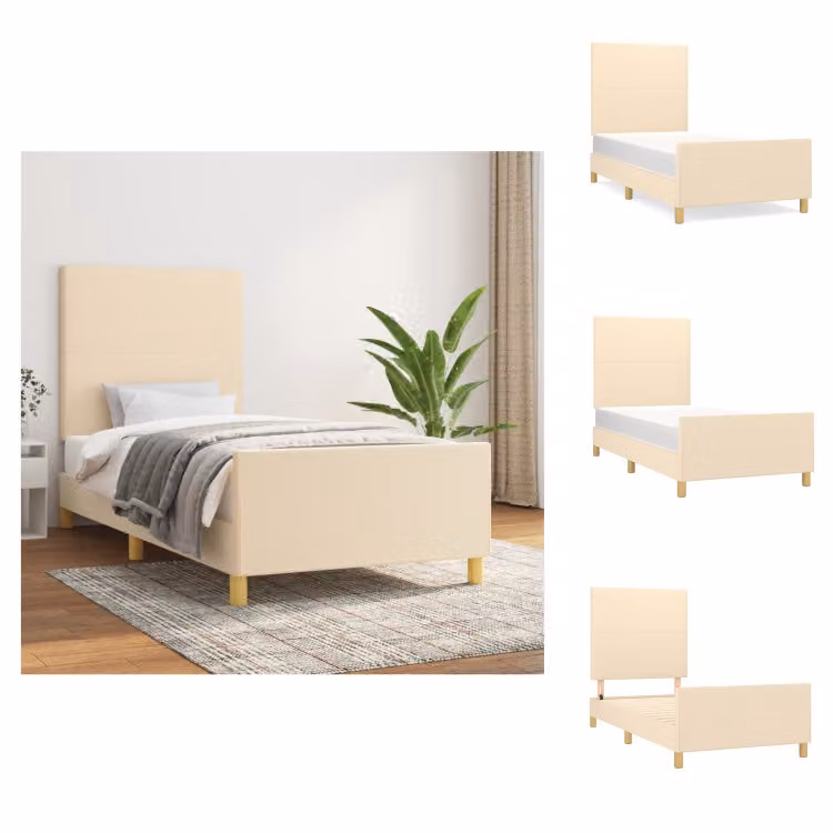 vidaXL Struttura letto con testiera in tessuto panna 90x200 cm - Letti e strutture letto