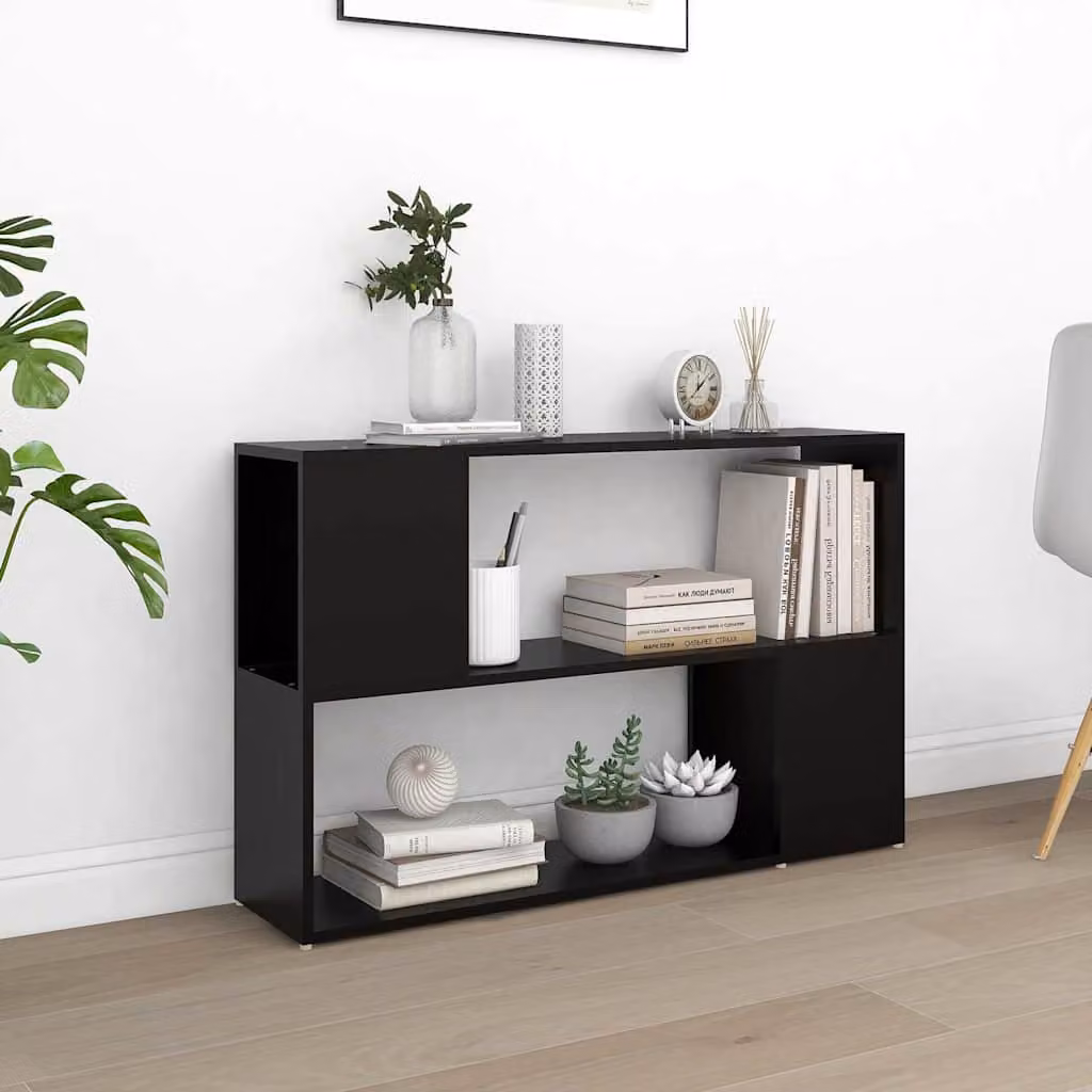 Libreria moderna vidaXL nera in MDF da parete L: 100 cm, P: 24 cm, H: 63 cm