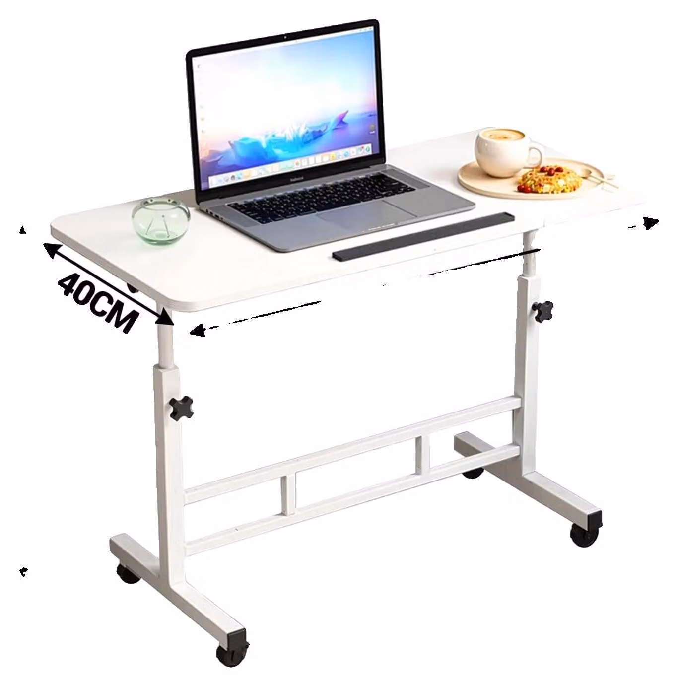 Scrivania in piedi, regolabile in altezza, postazione di lavoro mobile, bianco-60x40 cm