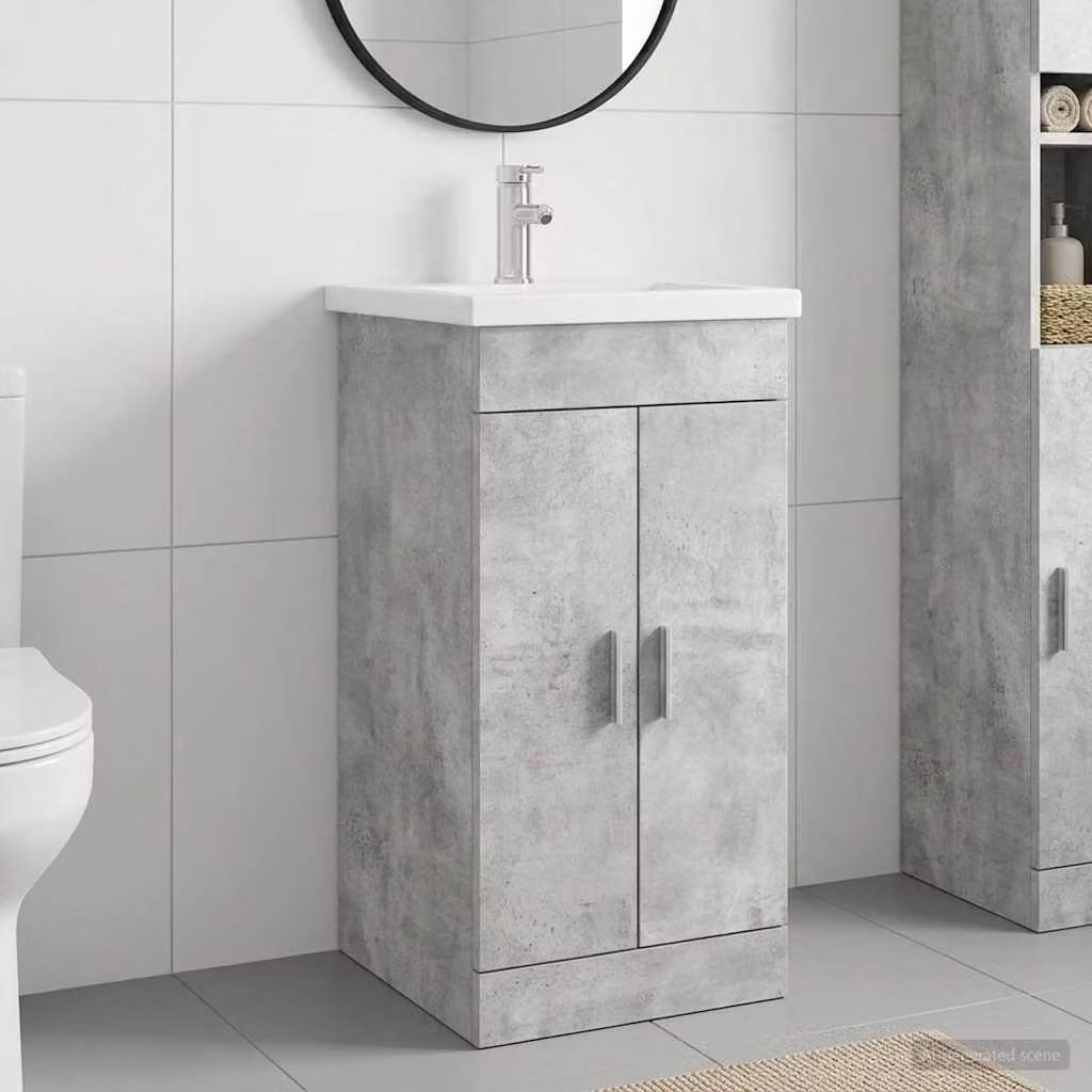 Mobile da bagno con lavabo vidaXL moderno Grigio Cemento, L: 42 cm, P: 40 cm, H: 84,5 cm