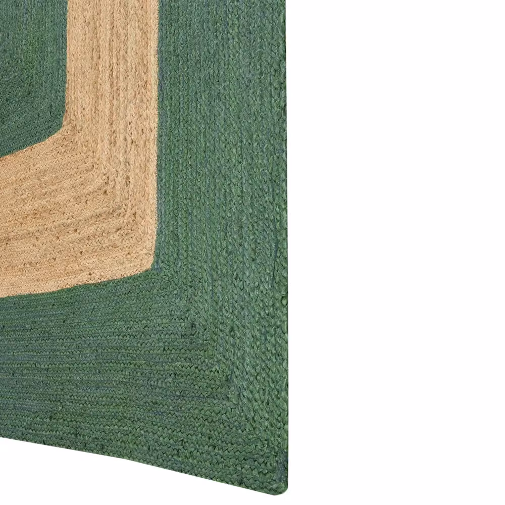 Tappeto Beliani in iuta intrecciata verde con motivo geometrico in stile bohémien per soggiorno e camera da letto L: 300 cm, P: 200 cm – 2