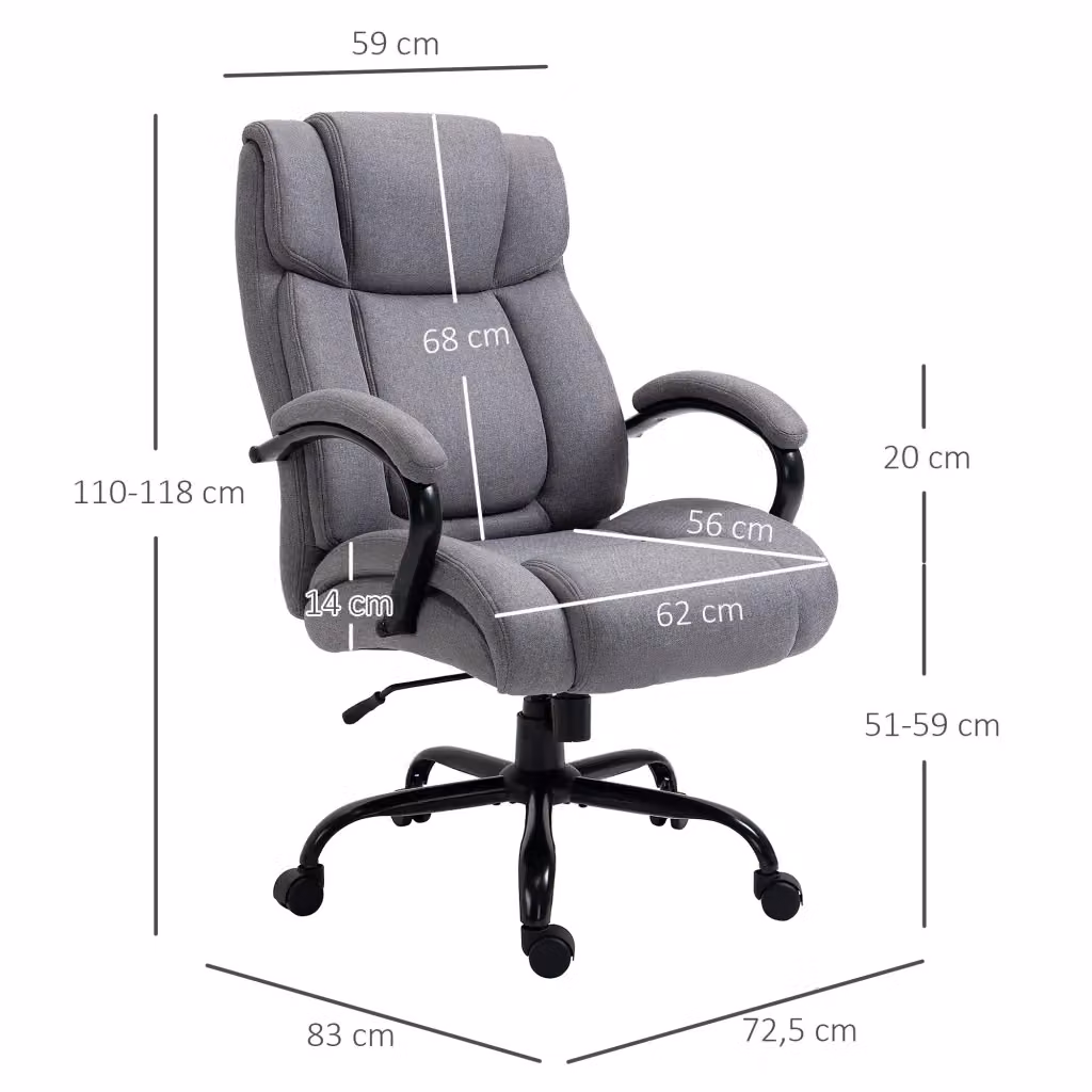 Sedia ufficio ergonomica girevole WISHDOR con schienale in tessuto e braccioli, colore grigio, portata 220 kg – 2