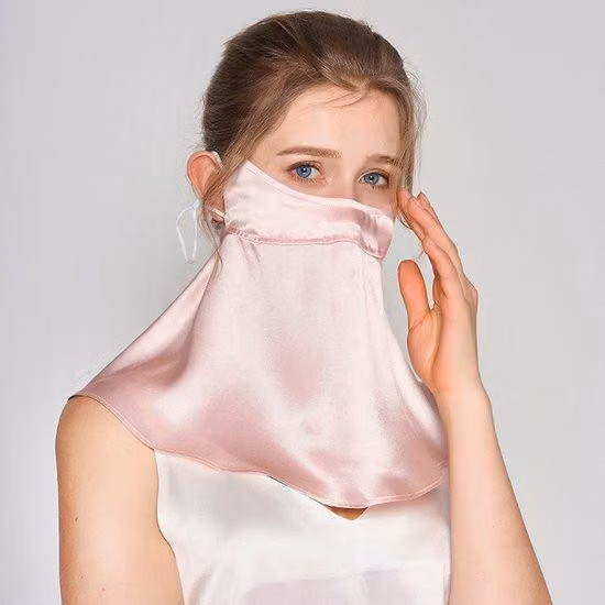 Mascherina in seta, protezione UV, protezione solare, mascherina sportiva riutilizzabile, mascherina da donna (rosa)
