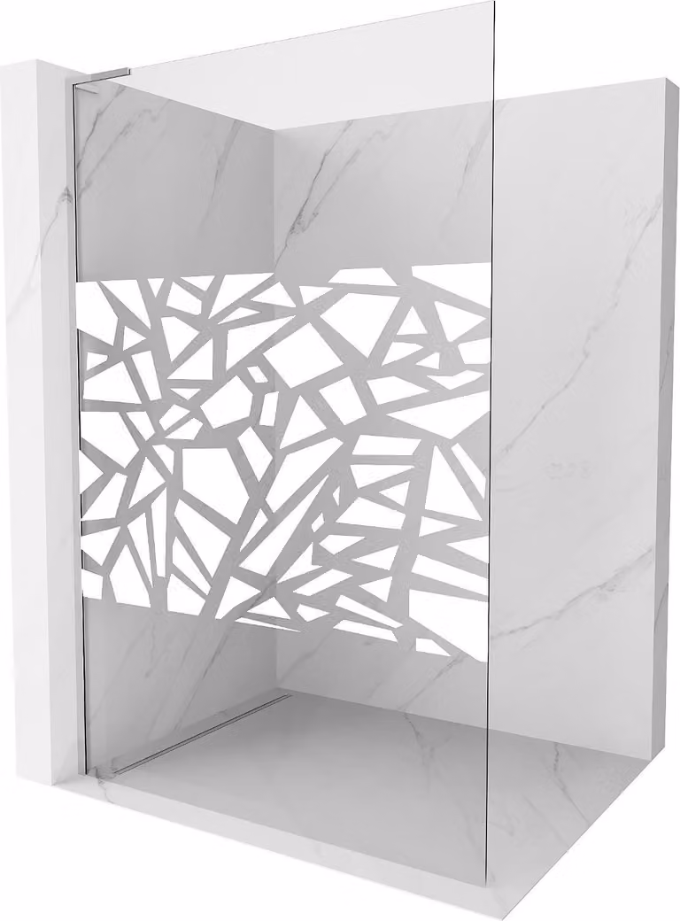 Mexen Kioto L pannello doccia Walk-in 100 x 200 cm, motivo bianco, cromo - 800-100-103-01-85