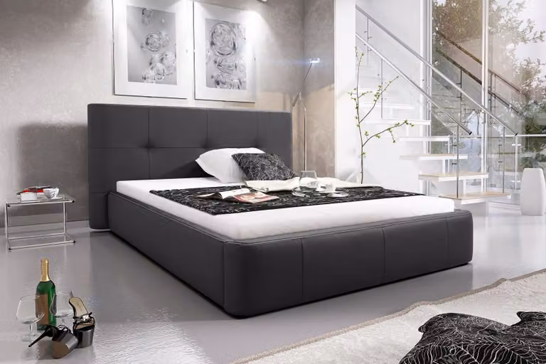 Bett Polster Design Luxus Doppel Hotel Betten Schlaf Zimmer Leder Modern Stoff