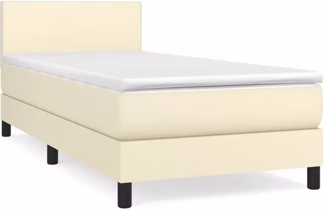 Letto singolo | Letto per adulti | Giroletto a Molle con Materasso Crema 80x200 cm in Similpelle