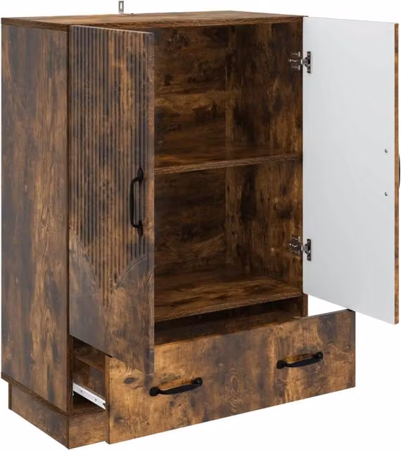 Credenza Buffet e Madia in Legno MDF Rovere Fumo, L 66 cm x P 34,5 cm x H 92 cm
